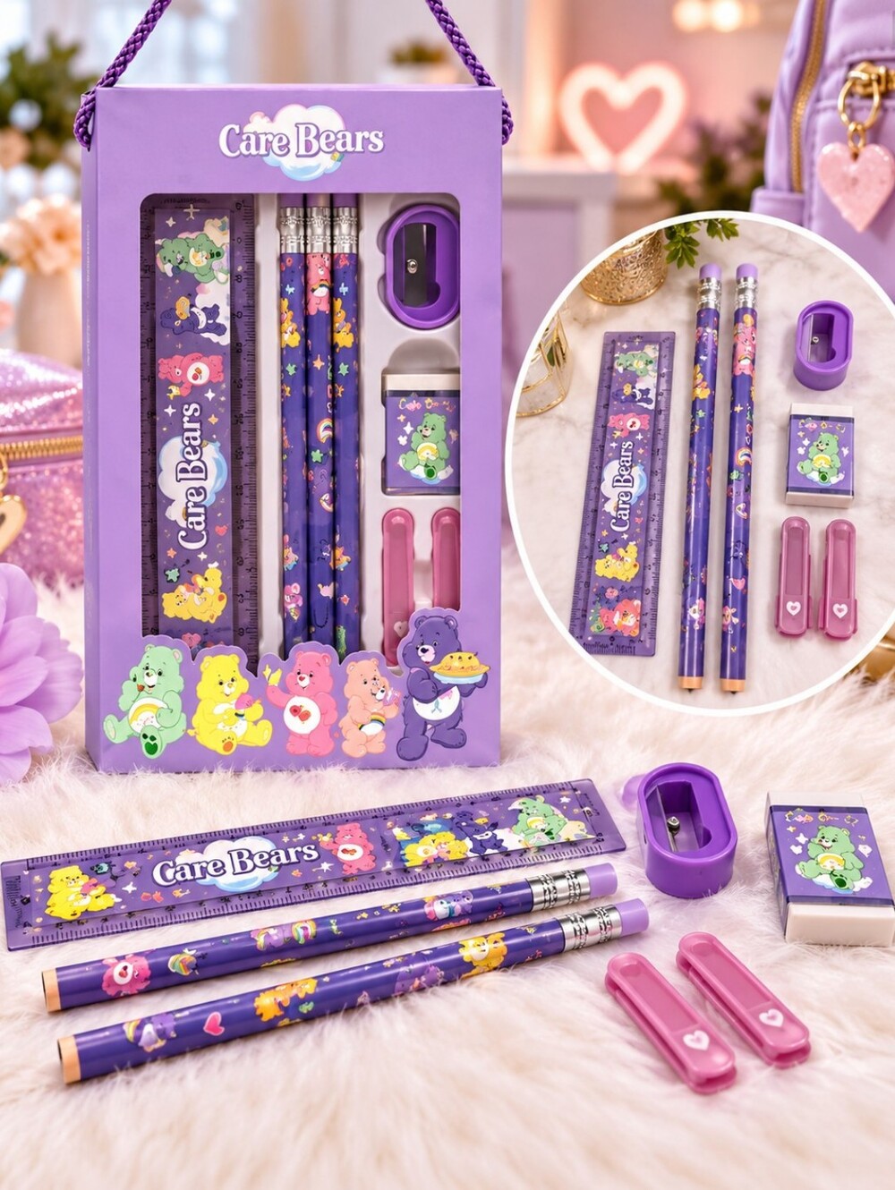 Care Bears Purple Pencil & Stationery Gift Set - Lavender Theme